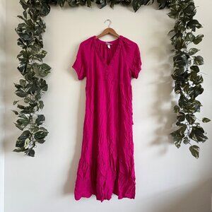 Ingrid by Isabel Maternity Short Sleeve V-Neck Midi Dress Pink Women’s Size M